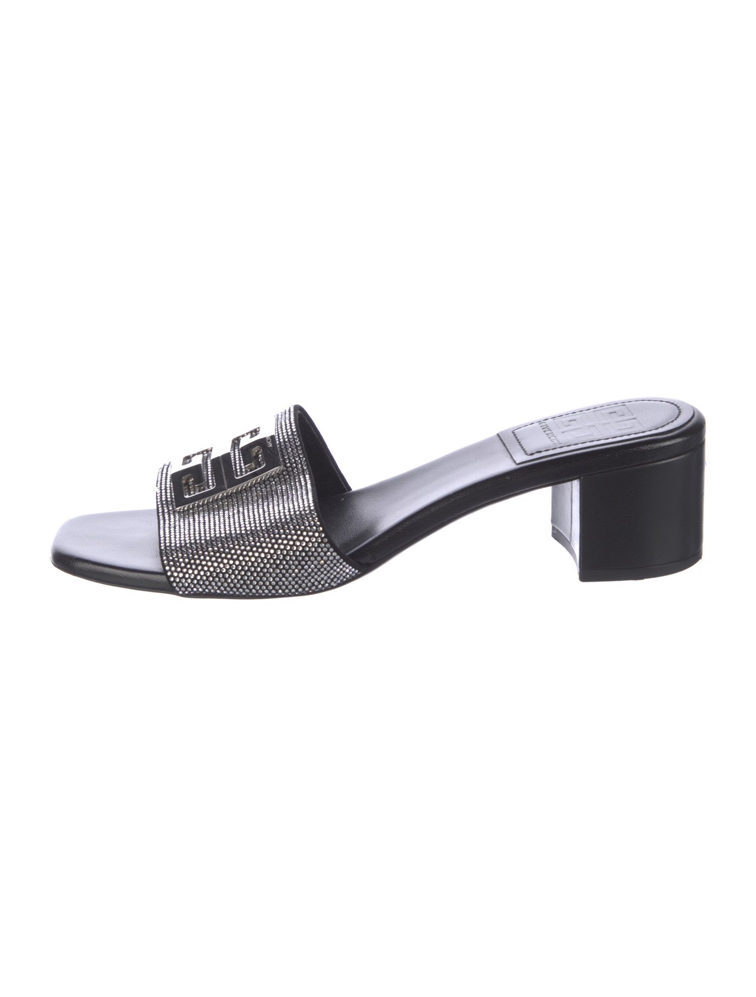 Givenchy Leather Crystal Embellishments Slides