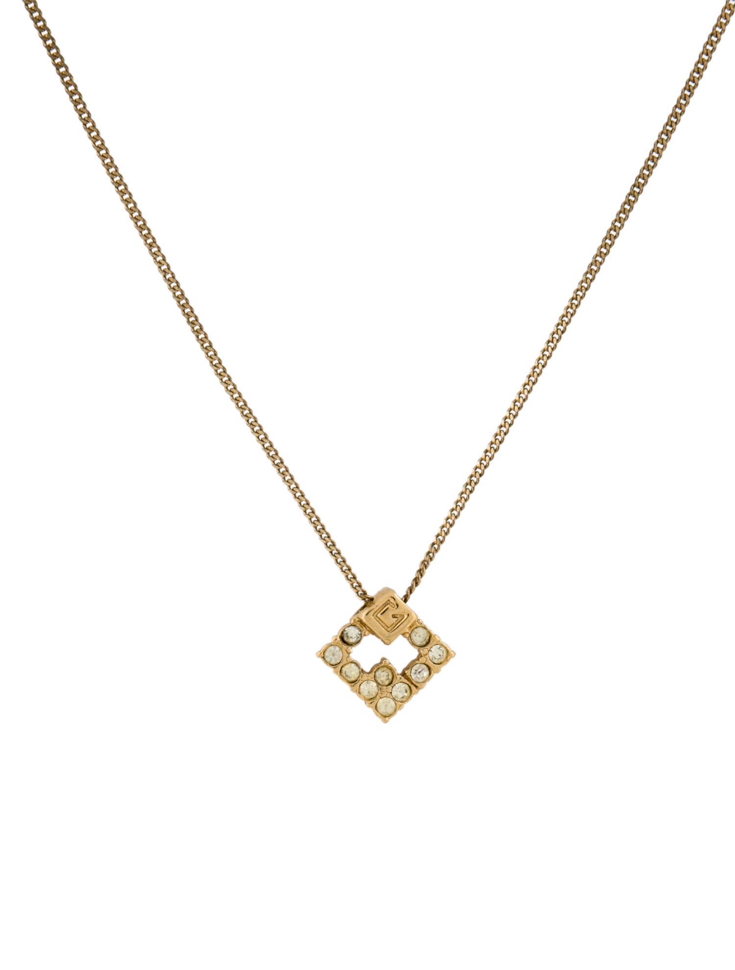 Givenchy Crystal Vintage Chain Pendant Necklace