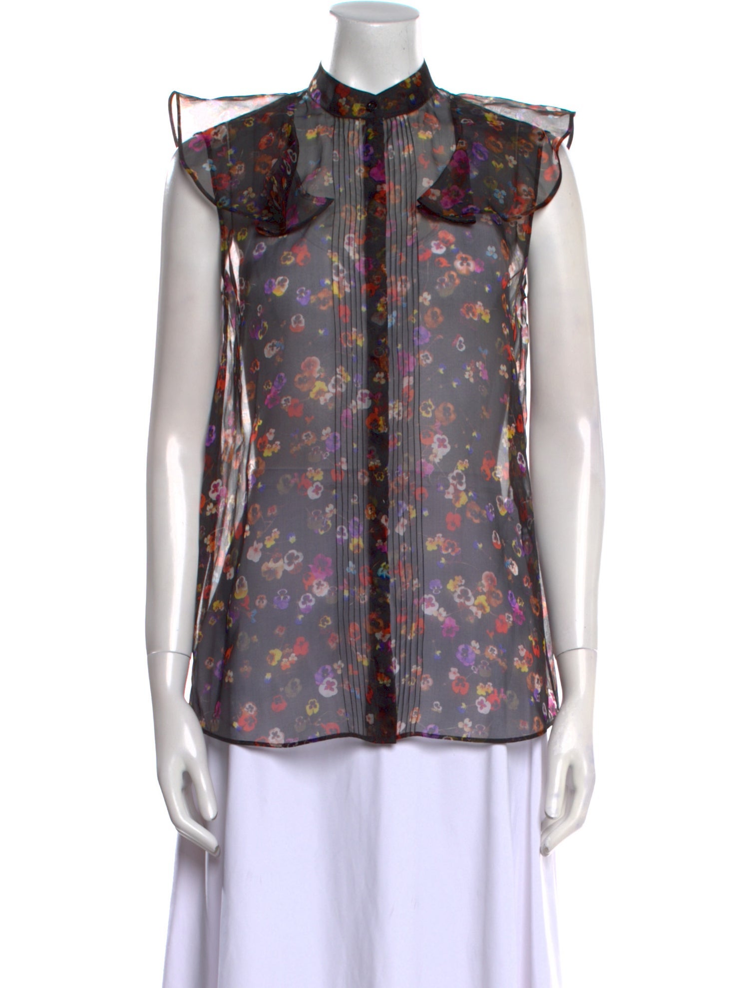 Givenchy Silk Floral Print Button-Up Top