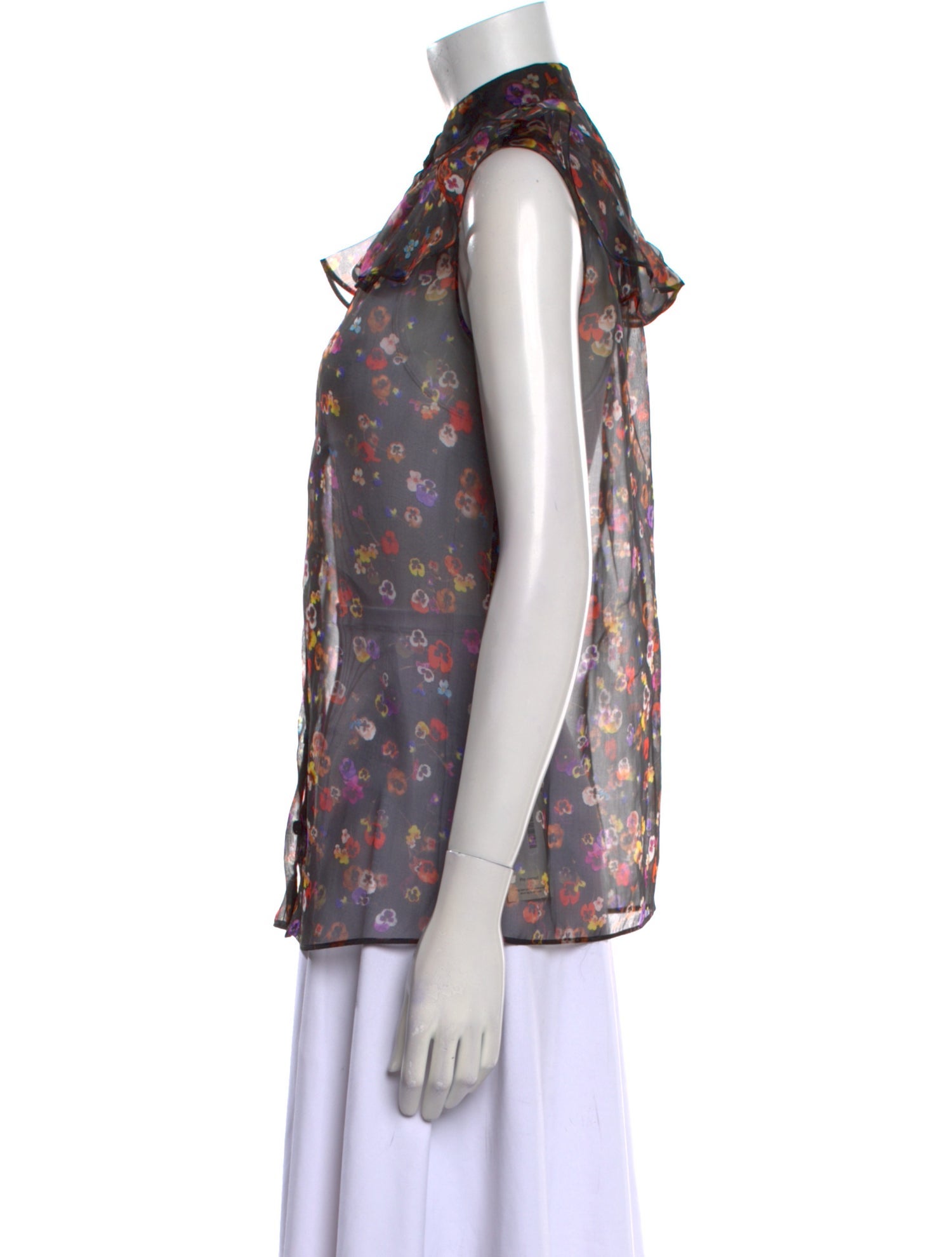 Givenchy Silk Floral Print Button-Up Top