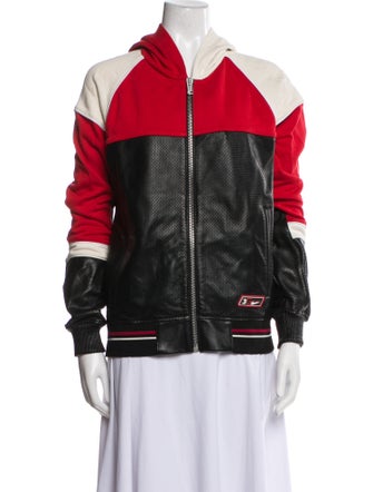 Givenchy Lambskin Colorblock Pattern Bomber Jacket