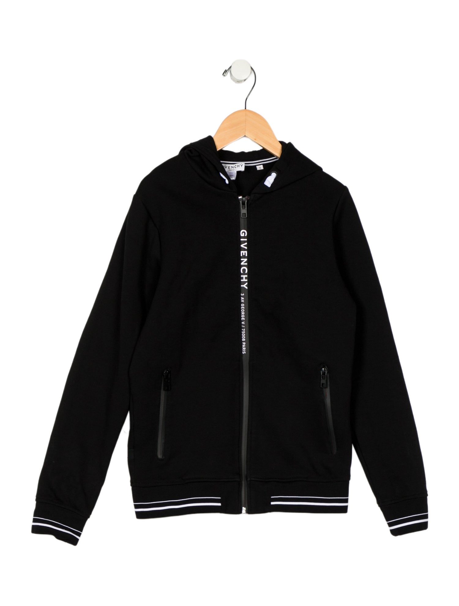 Givenchy Girls' Cotton Blend Zip Front Hoodie