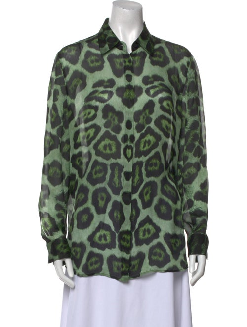 Givenchy Silk Animal Print Button-Up Top