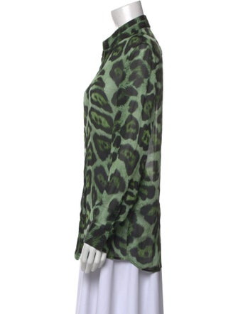 Givenchy Silk Animal Print Button-Up Top