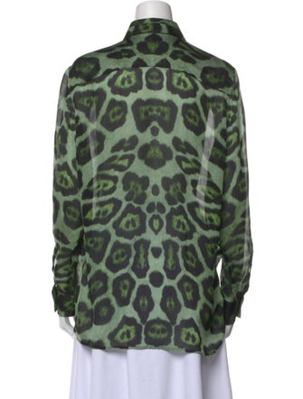 Givenchy Silk Animal Print Button-Up Top