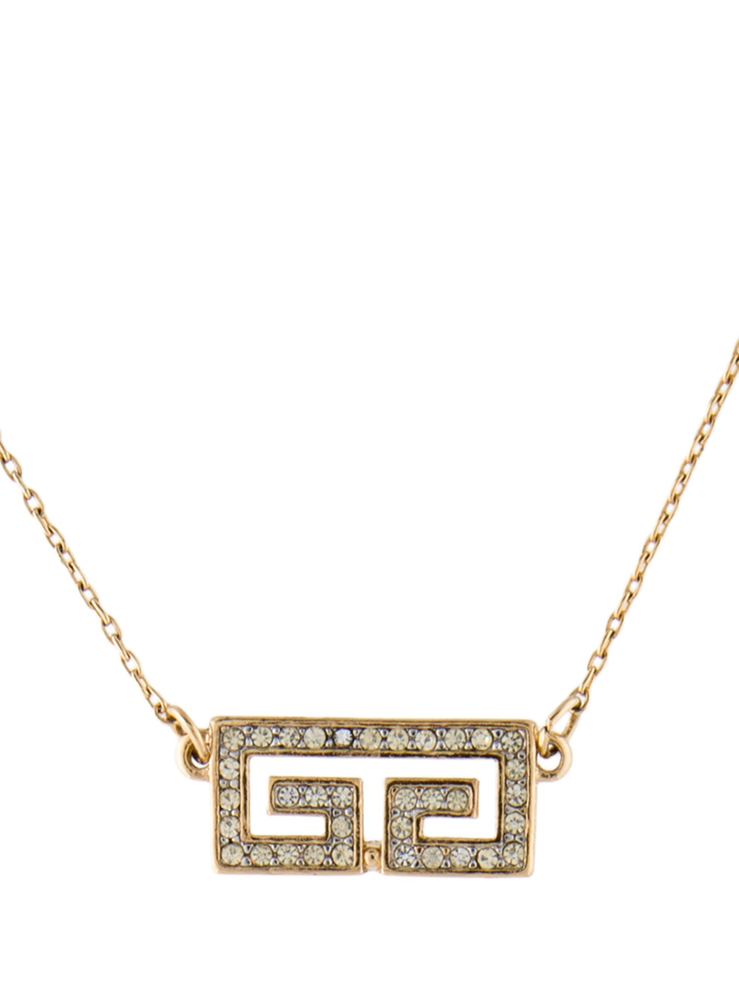Givenchy Vintage Crystal GG Pendant Necklace