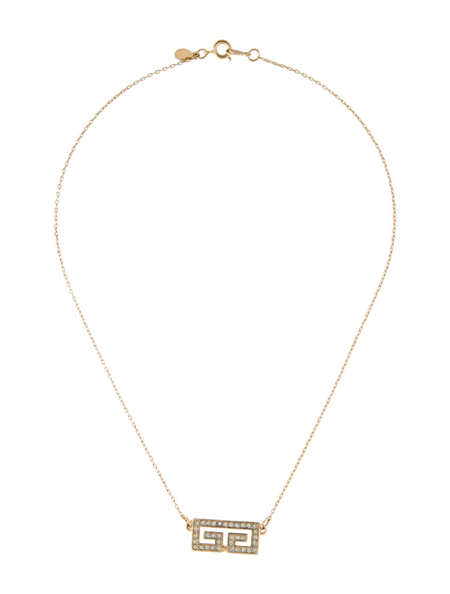 Givenchy Vintage Crystal GG Pendant Necklace