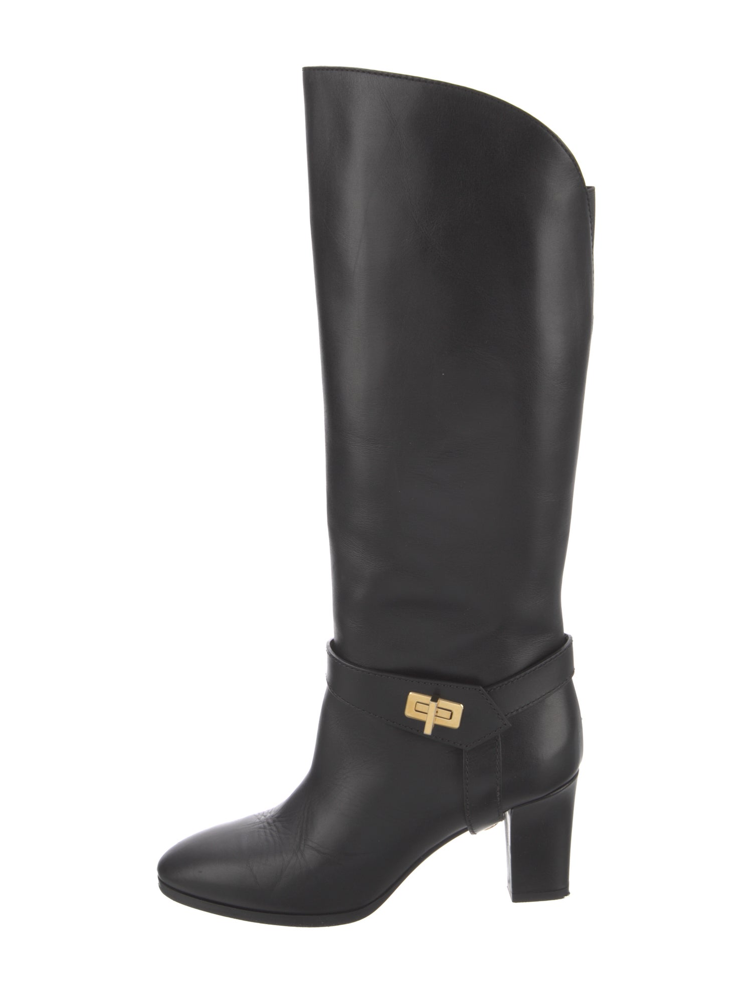 Givenchy Leather Chain-Link Accents Riding Boots