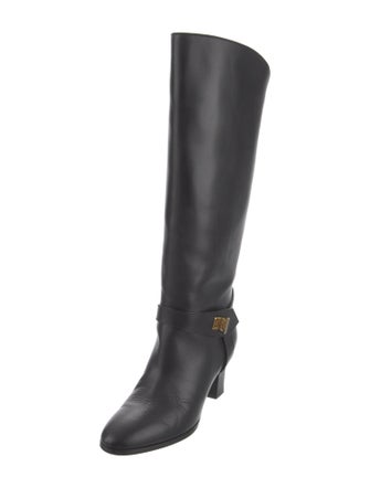 Givenchy Leather Chain-Link Accents Riding Boots