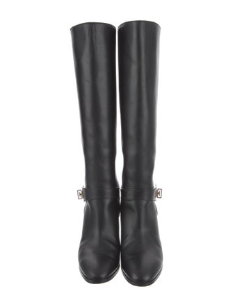 Givenchy Leather Chain-Link Accents Riding Boots