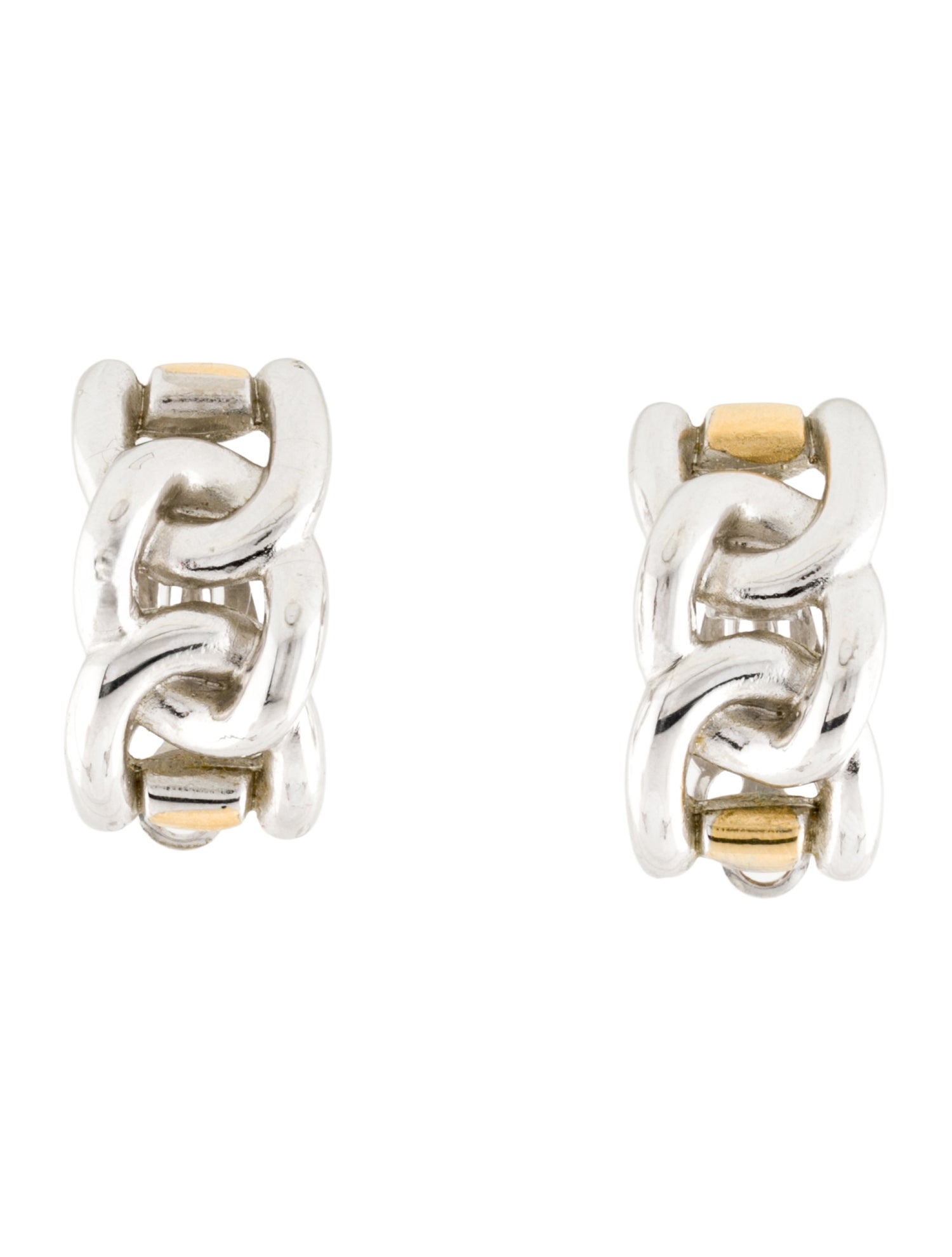 Givenchy Two Tone Chain Link Clip On Earrings