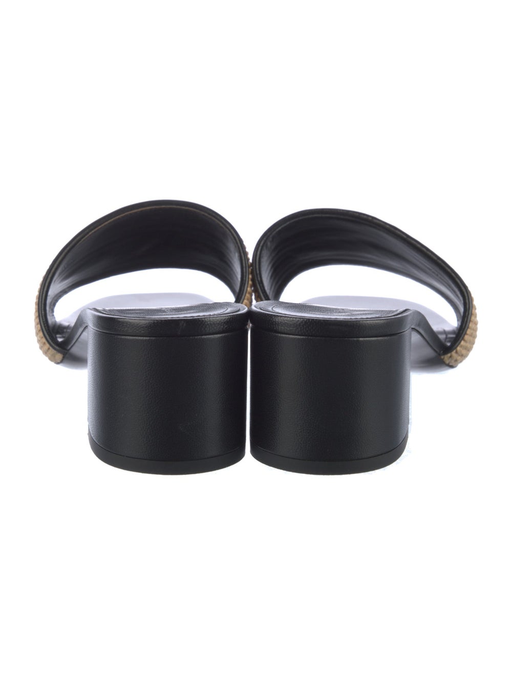 Givenchy Raffia Slides Black Graphic Print Leathe… - image 4