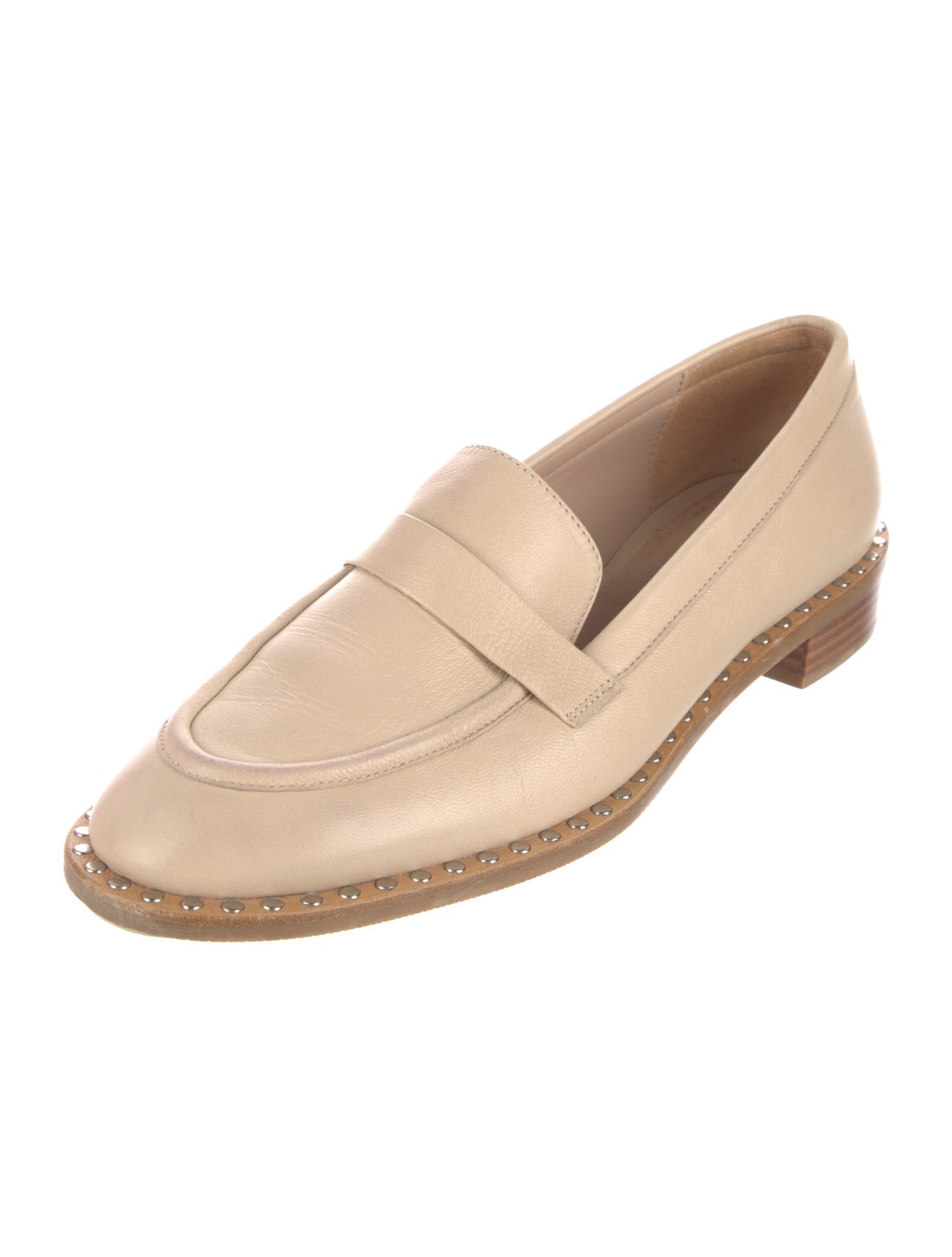 Stuart Weitzman Leather Studded Accents Loafers