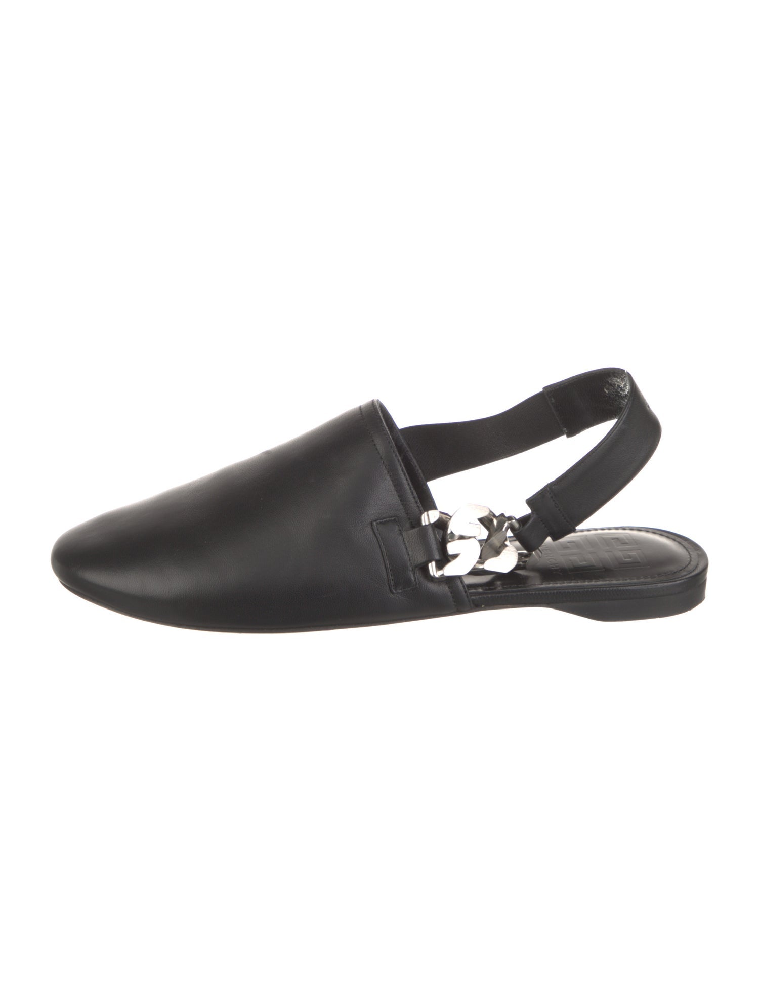 Givenchy Leather Chain-Link Accents Slingback Flats