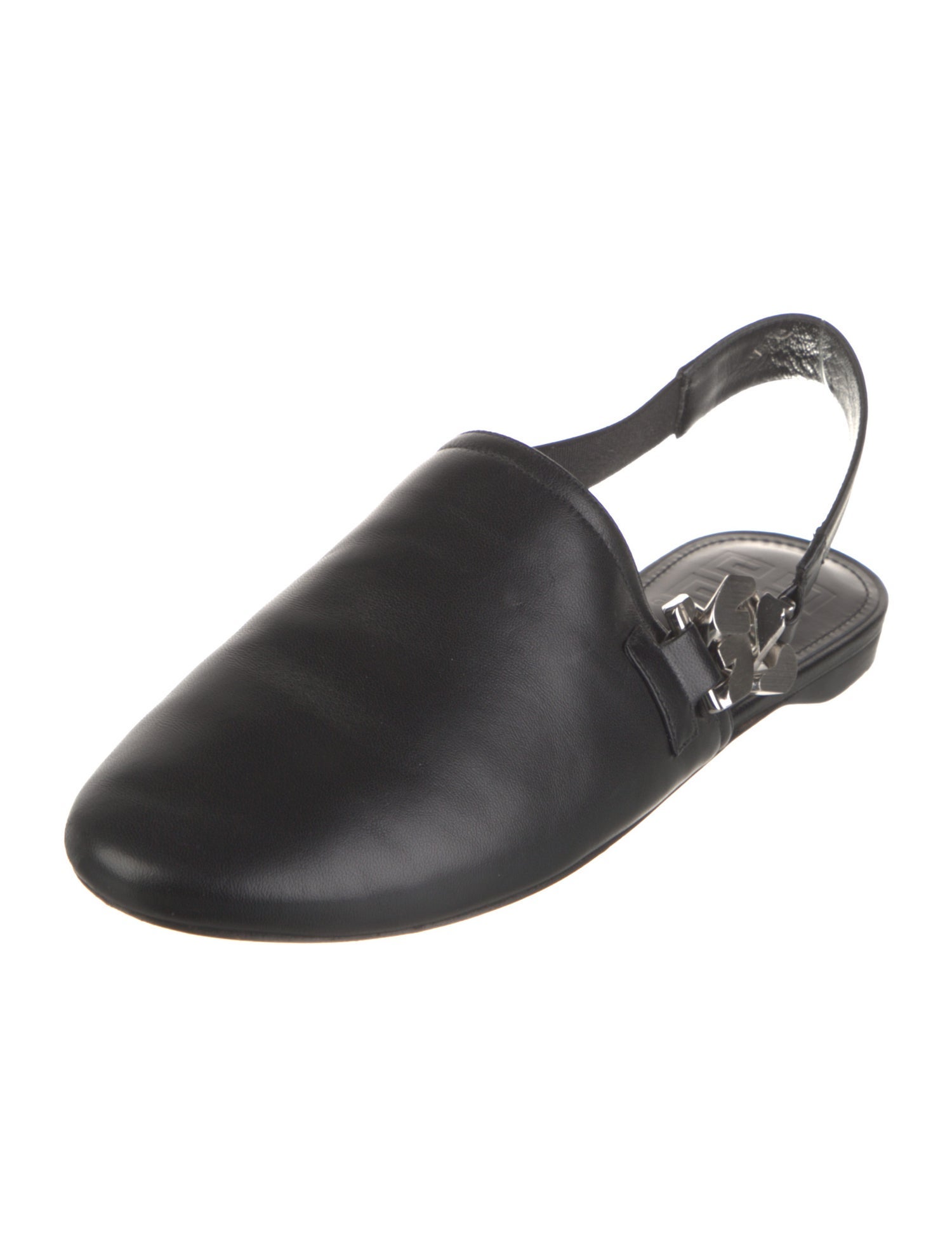 Givenchy Leather Chain-Link Accents Slingback Flats