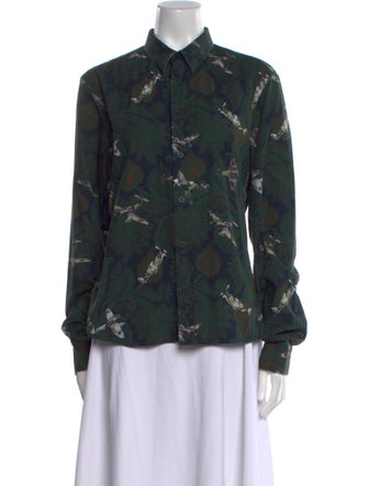 Givenchy Floral Print Long Sleeve Button-Up Top