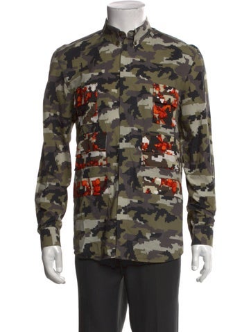 Givenchy Dress Shirts Camouflage Print Long Sleeve Shirt M