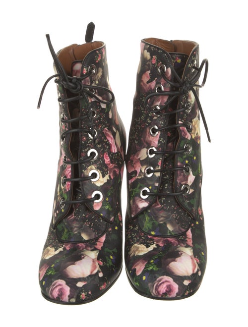 Givenchy Leather Floral Print Lace-Up Boots
