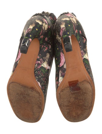 Givenchy Leather Floral Print Lace-Up Boots