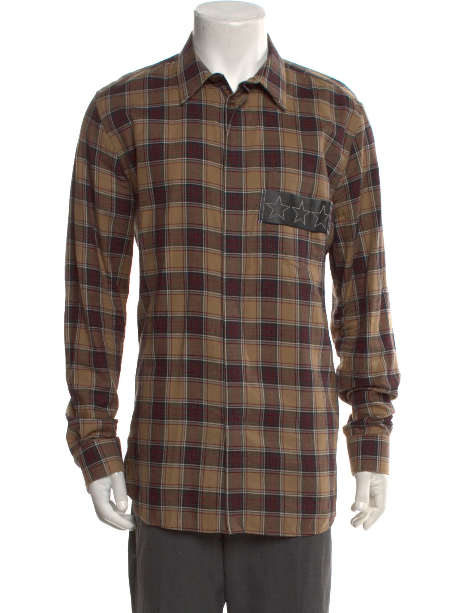 Givenchy Plaid Print Long Sleeve Western Shirt