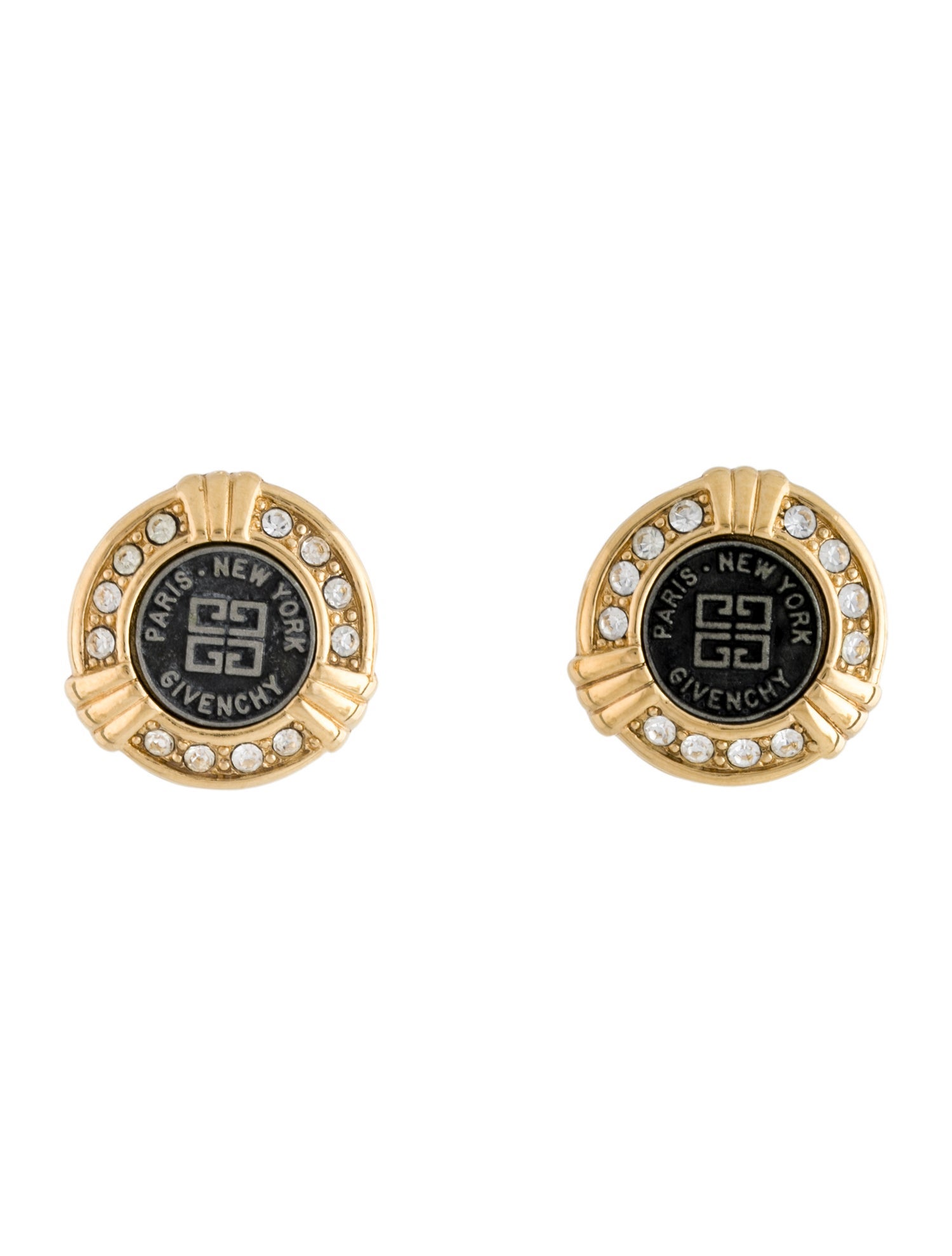 Givenchy Crystal Logo Clip-On Earrings
