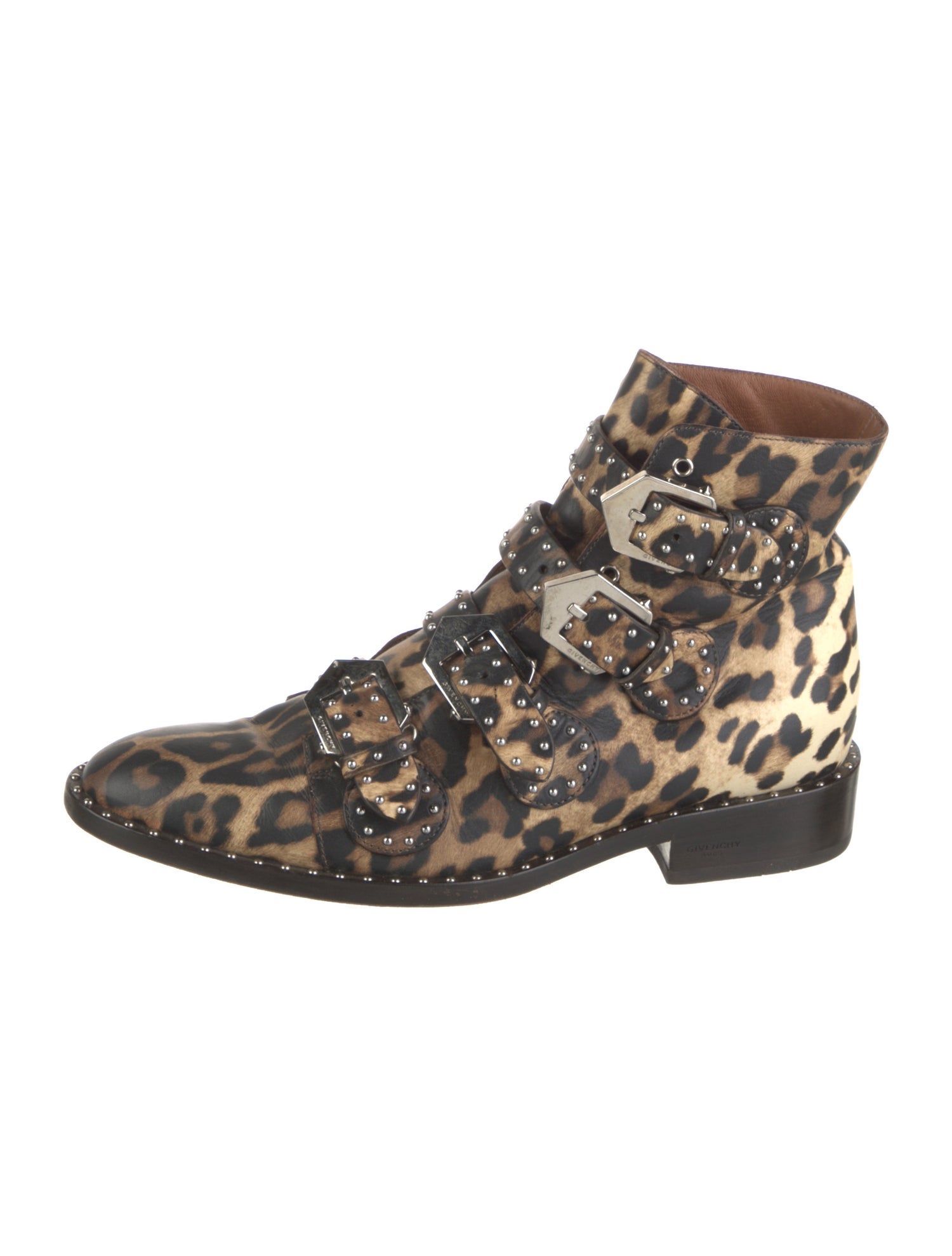 Givenchy Leather Animal Print Lace-Up Boots