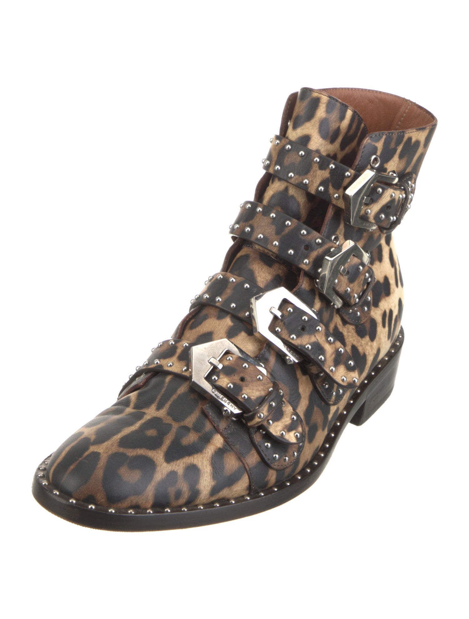 Givenchy Leather Animal Print Lace-Up Boots