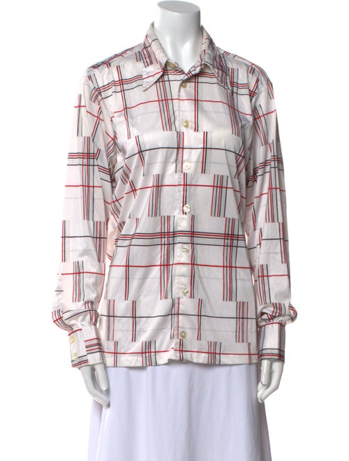 Givenchy Nylon Plaid Print Button-Up Top