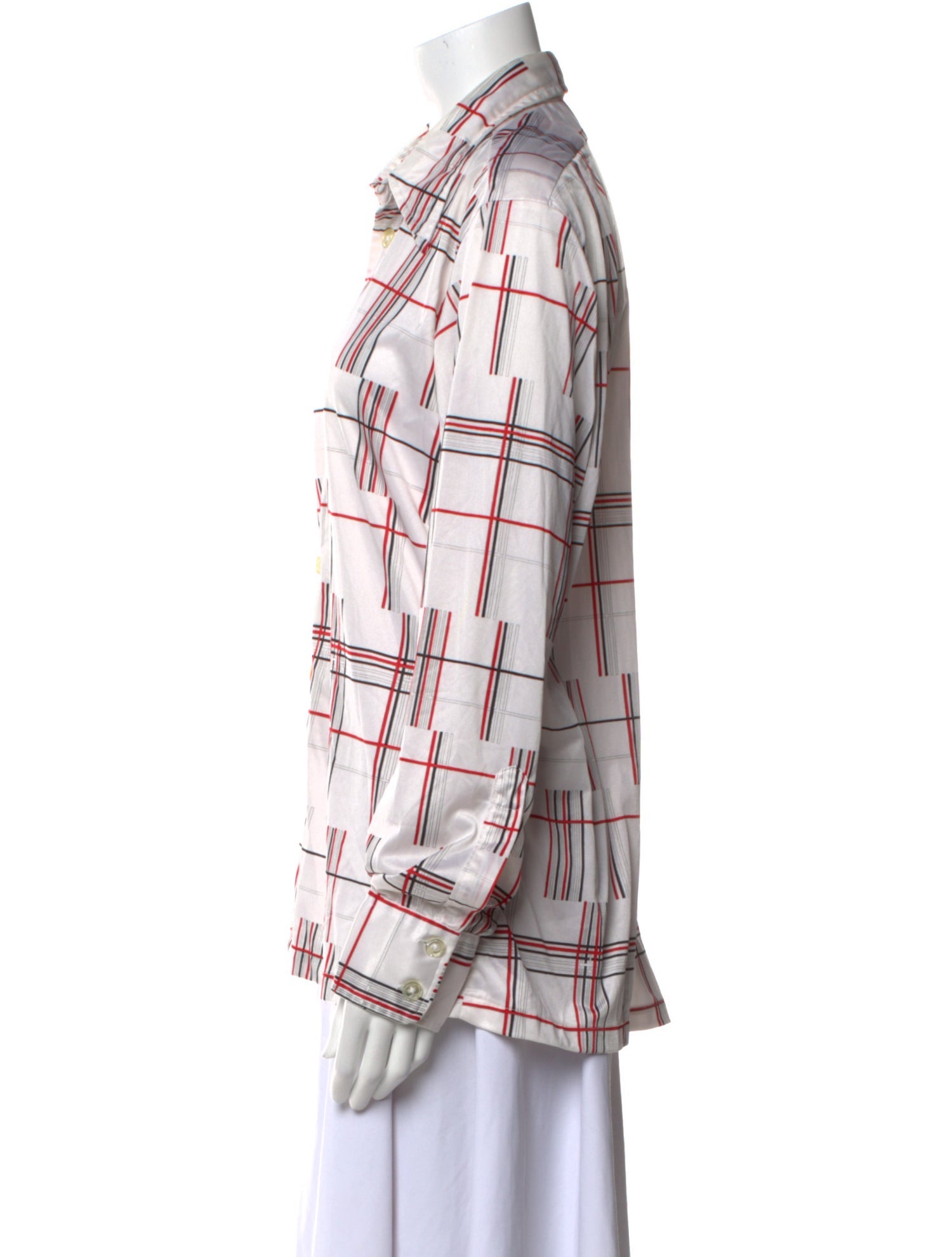 Givenchy Nylon Plaid Print Button-Up Top