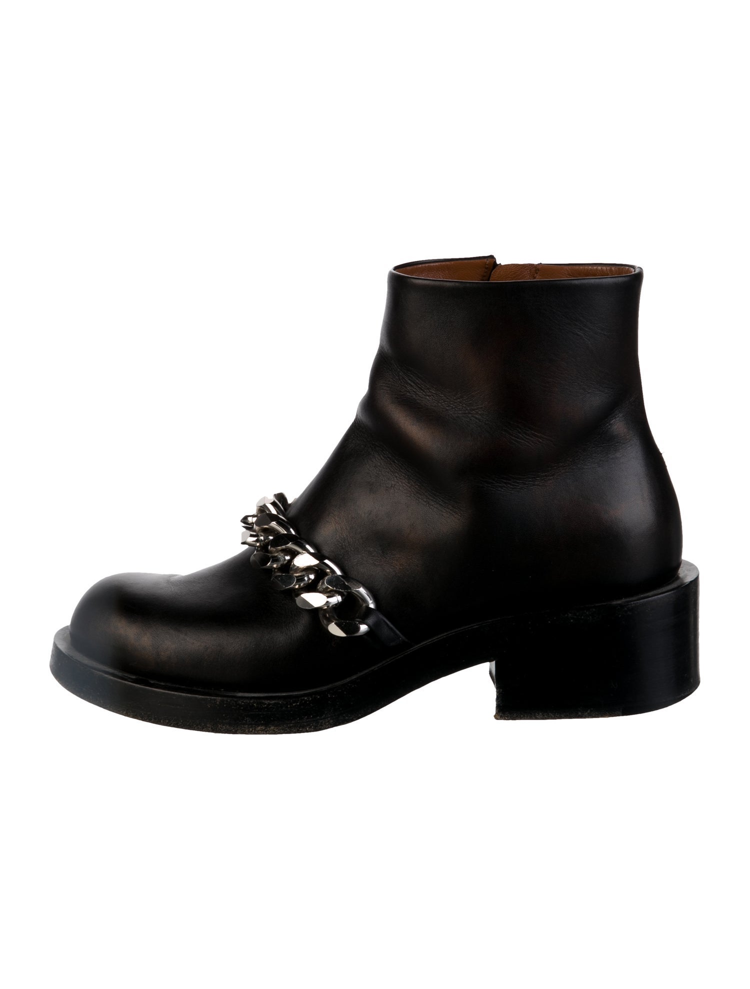 Givenchy Leather Chain-Link Accents Combat Boots
