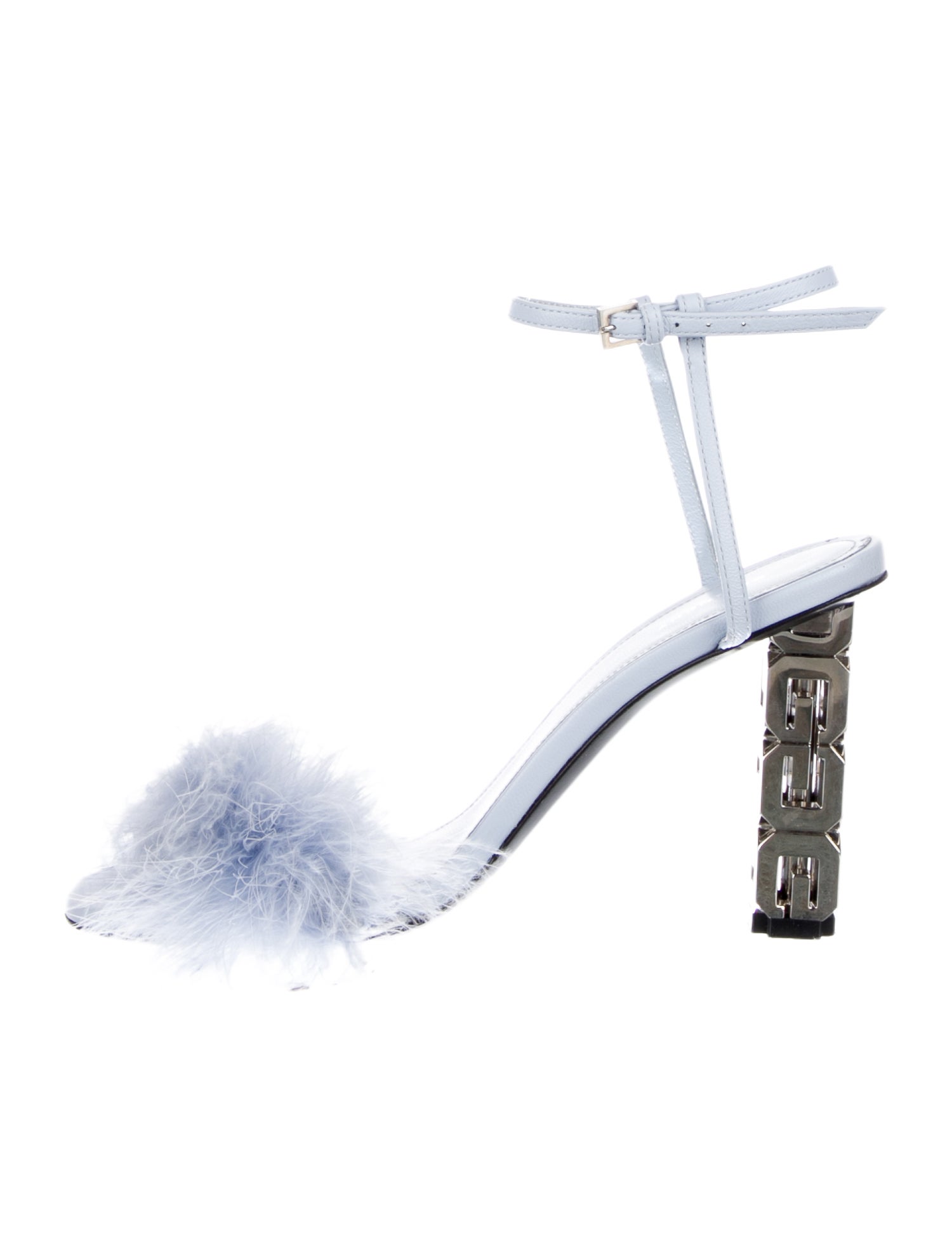 Givenchy Leather Feather Trim Sandals