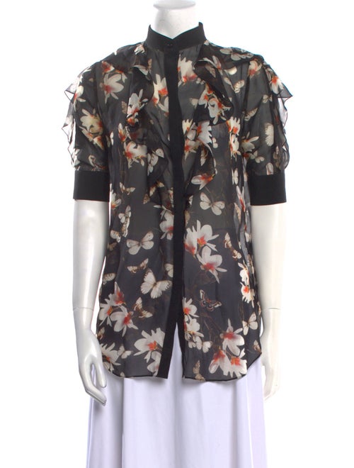 Givenchy Silk Floral Print Button-Up Top