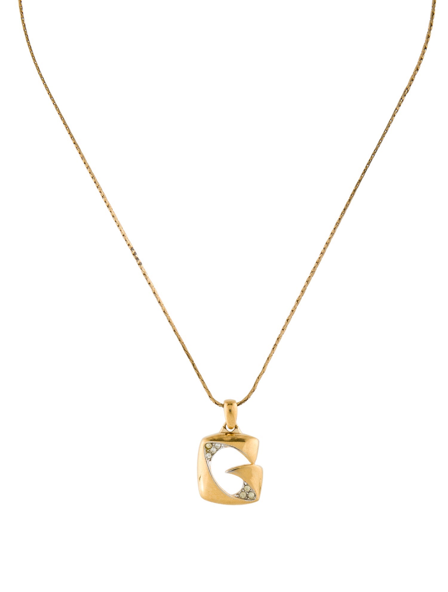 Givenchy Crystal Vintage G Pendant Necklace