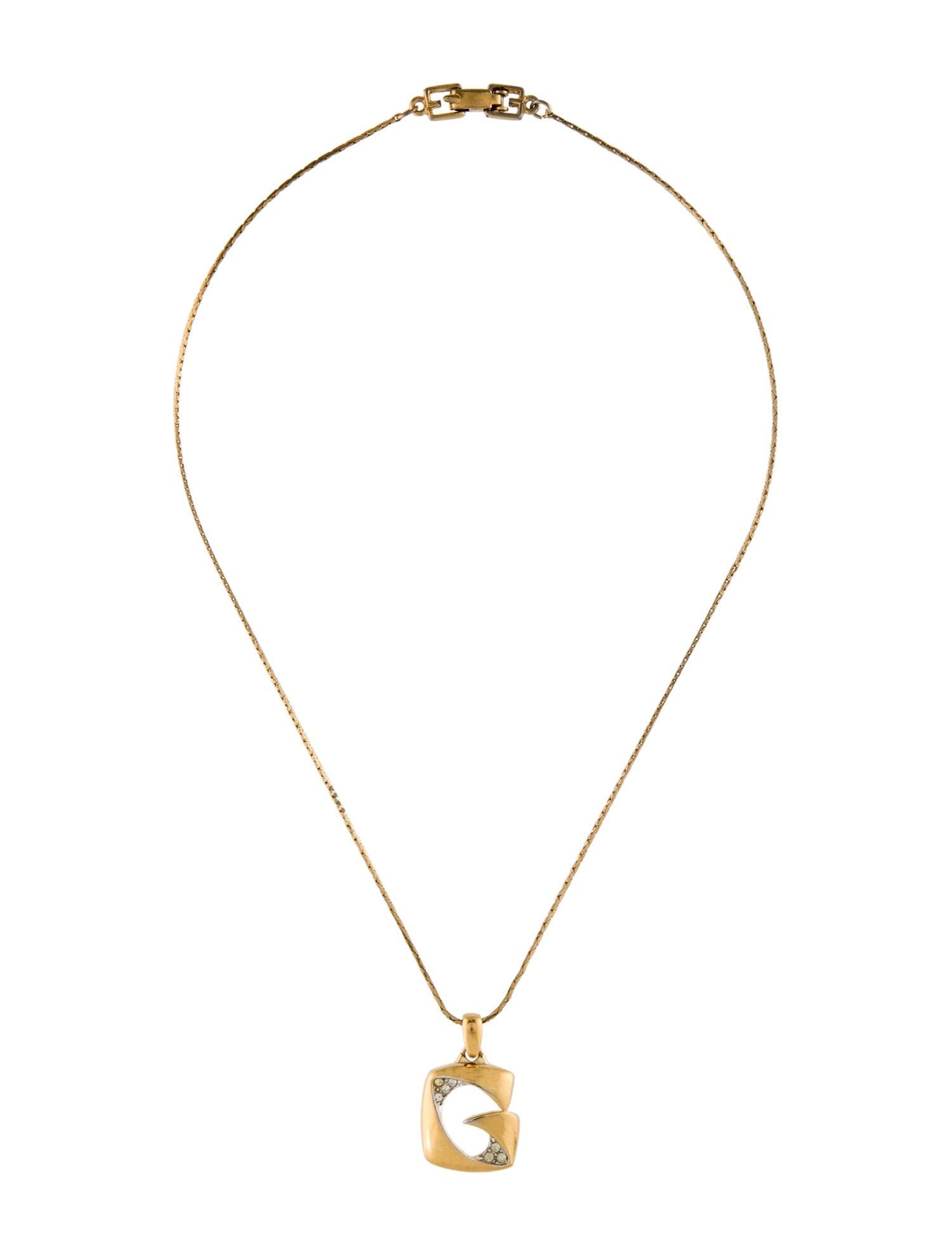 Givenchy Crystal Vintage G Pendant Necklace