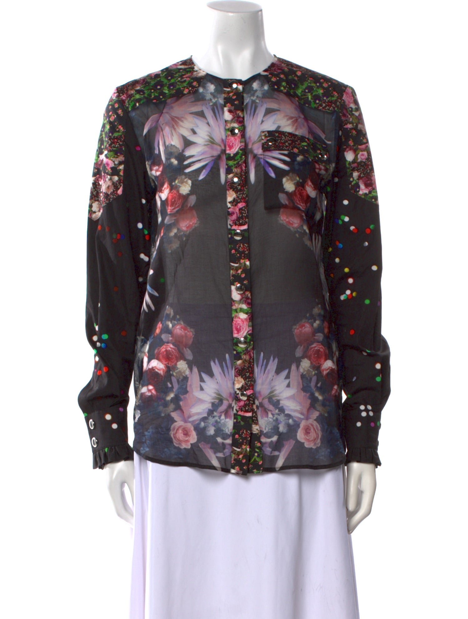 Givenchy Floral Print Crew Neck Blouse