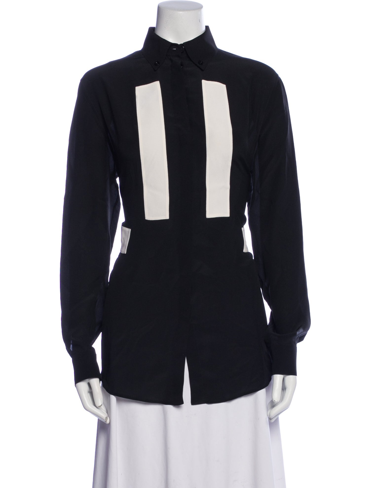 Givenchy Silk Long Sleeve Button-Up Top