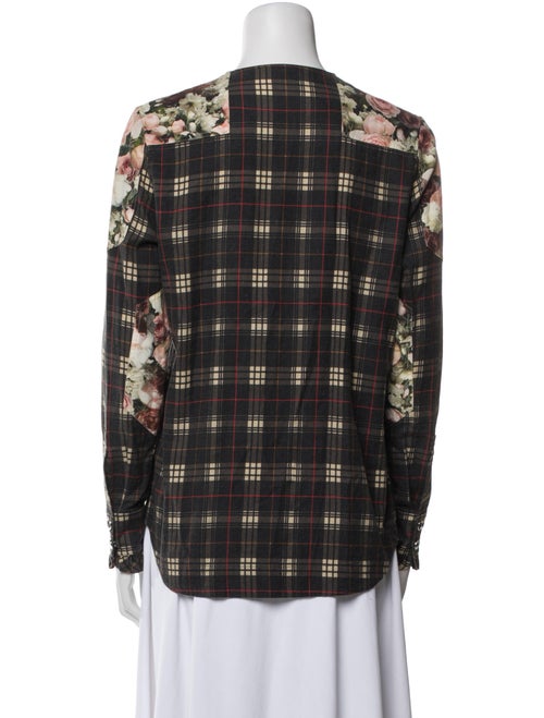 Givenchy Plaid Print Crew Neck Button-Up Top