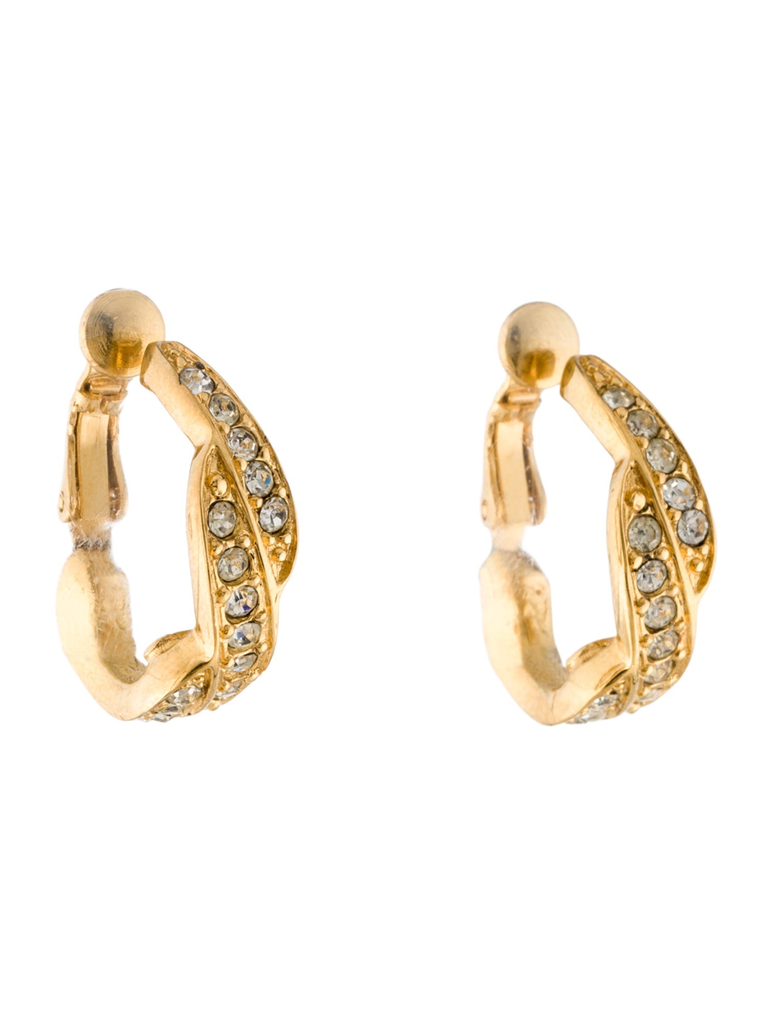 Givenchy Vintage Crystal Clip-On Hoop Earrings