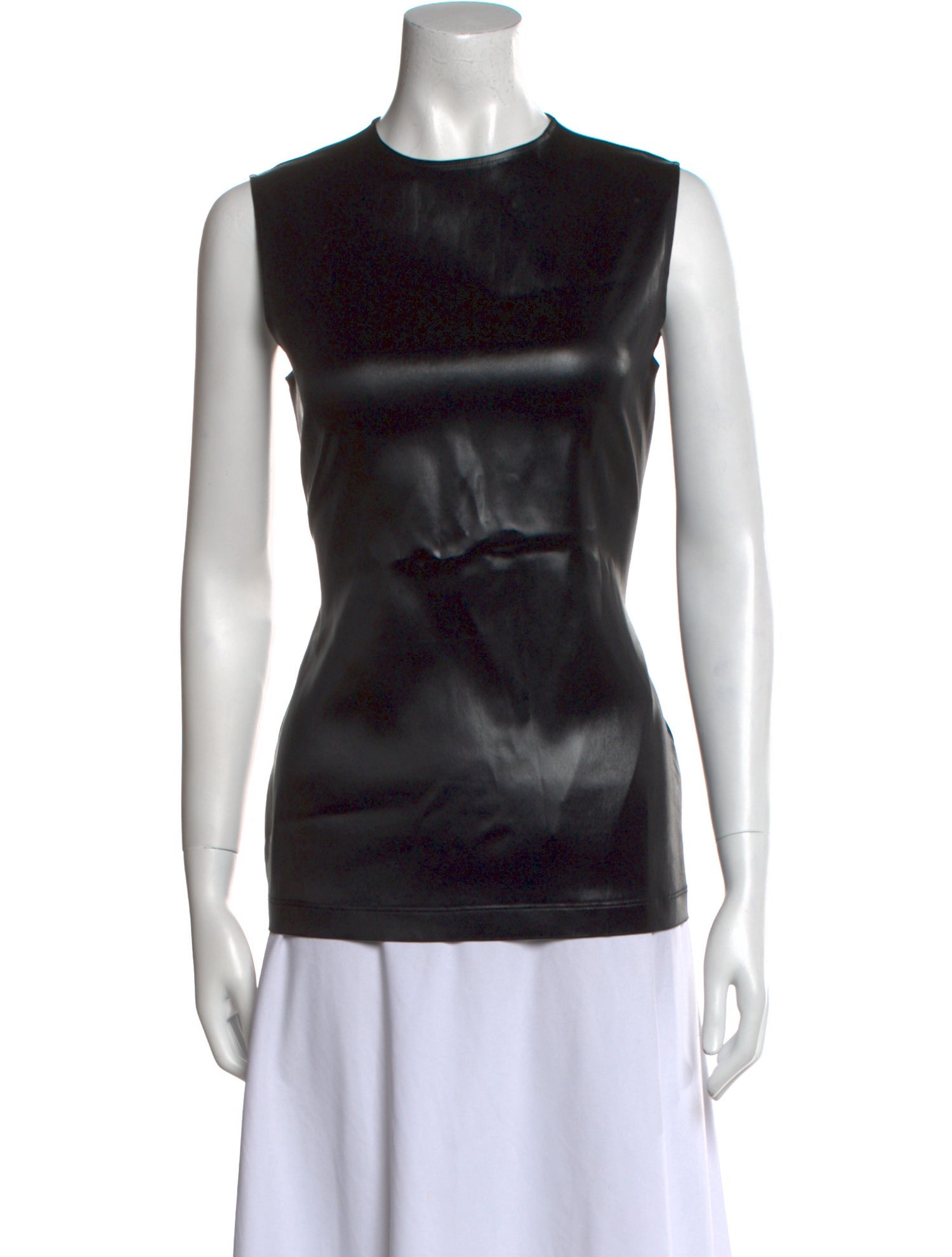 Givenchy Faux Leather Crew Neck Top