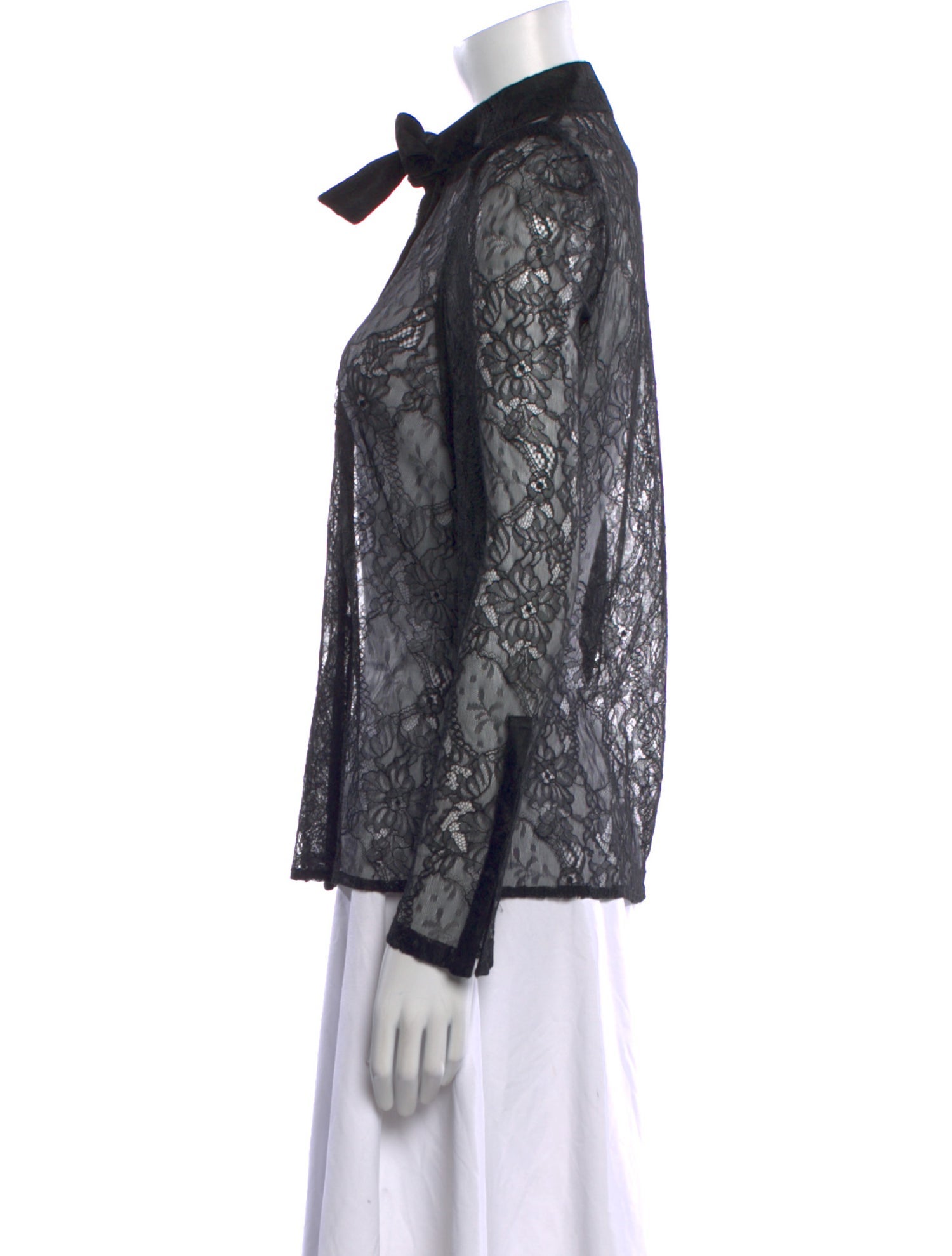 Givenchy Lace Pattern Long Sleeve Button-Up Top