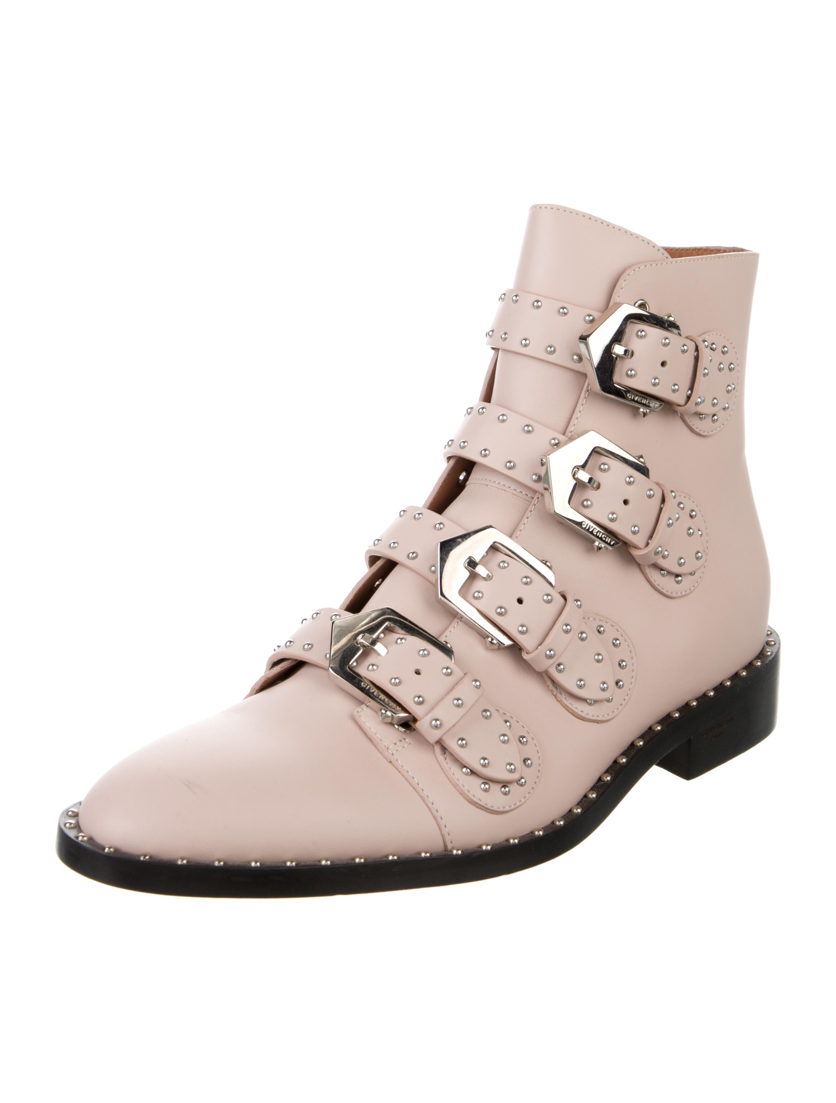 Givenchy Leather Colorblock Pattern Combat Boots