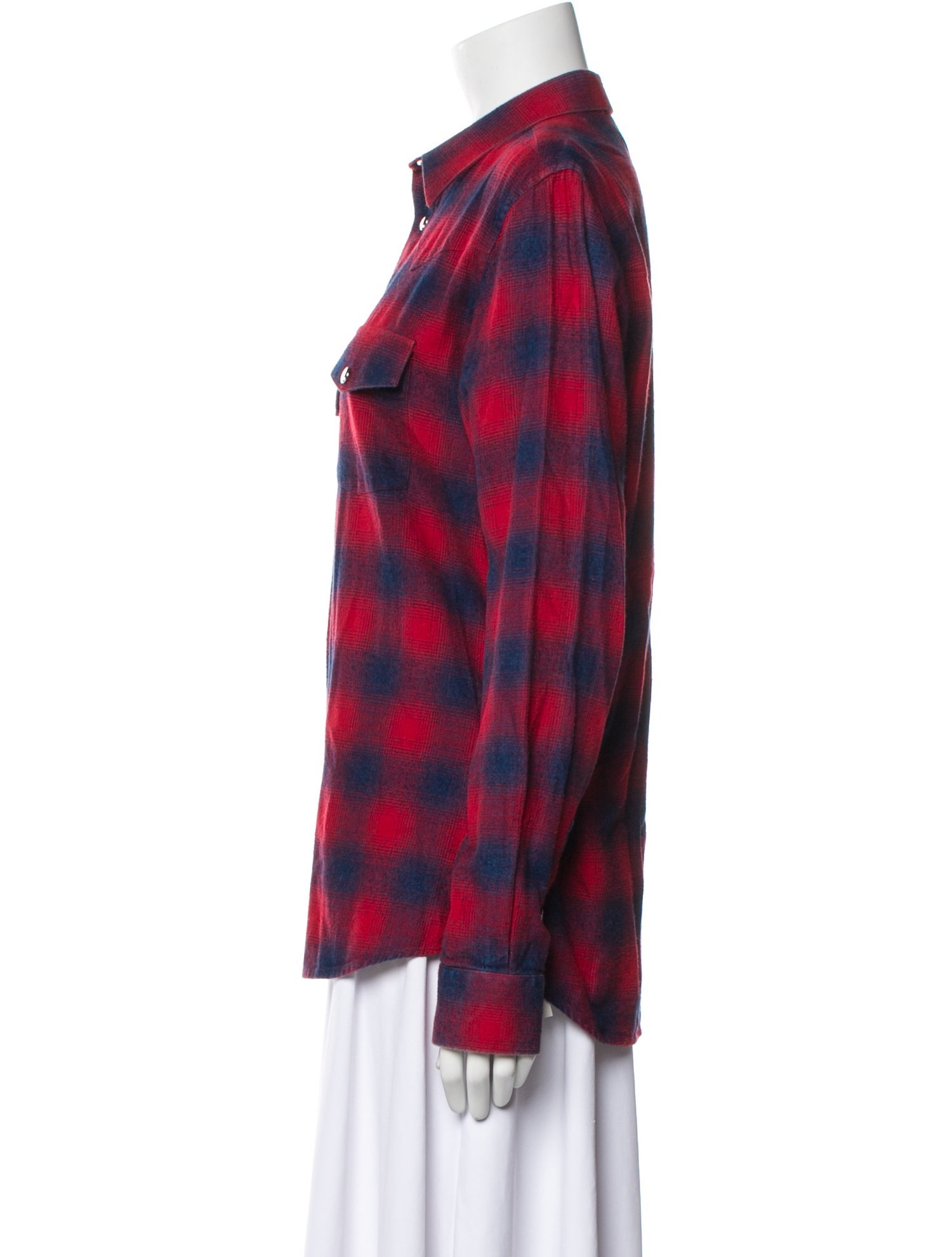 Givenchy Plaid Print Long Sleeve Button-Up Top