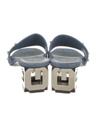 Givenchy Denim Crystal Embellishments Slides