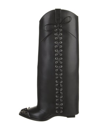 Givenchy Leather Bow Accents Riding Boots