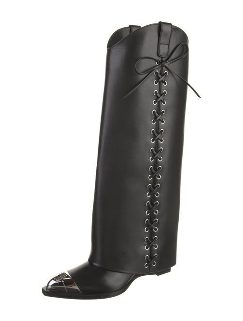 Givenchy Leather Bow Accents Riding Boots