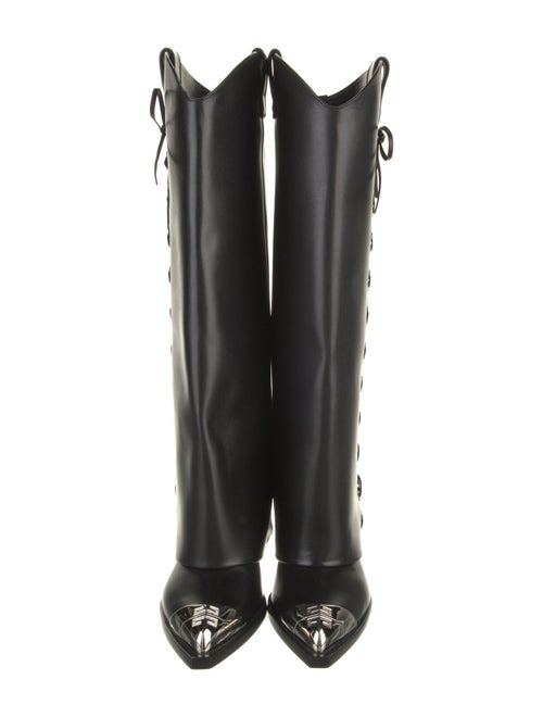 Givenchy Leather Bow Accents Riding Boots