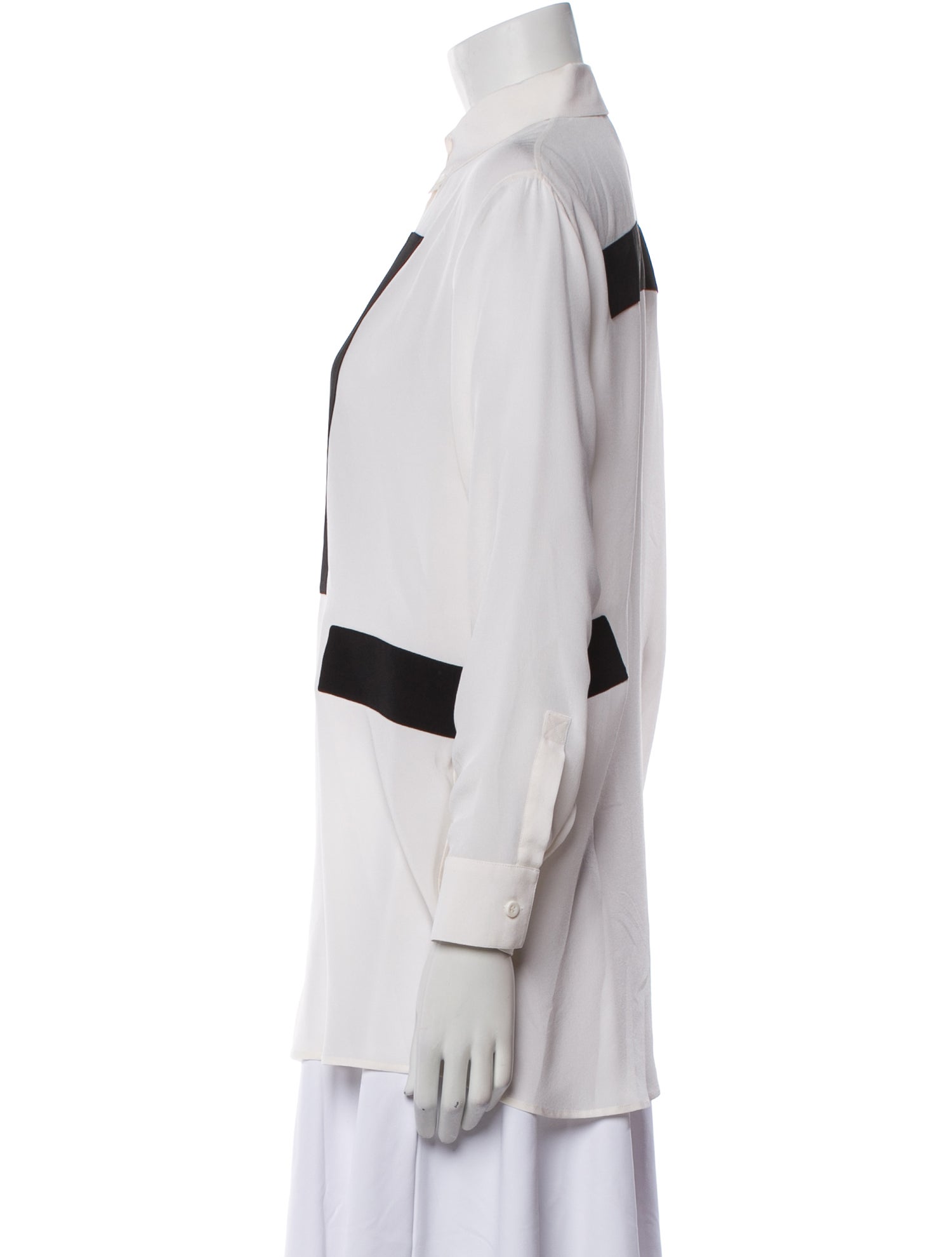 Givenchy Silk Colorblock Pattern Button-Up Top