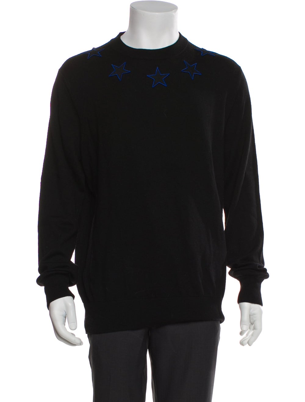 Givenchy Wool Pullover Black & Blue Embroidered A… - image 1