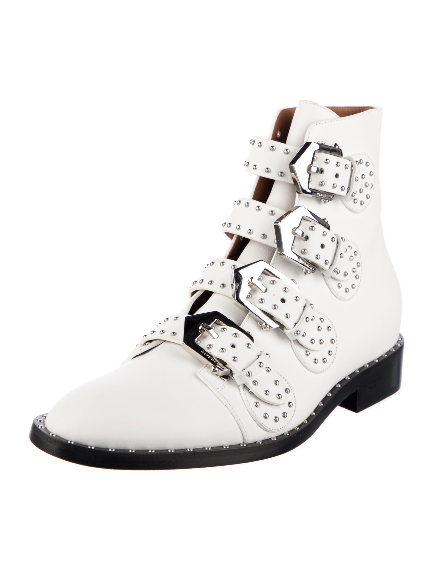 Givenchy Leather Colorblock Pattern Combat Boots