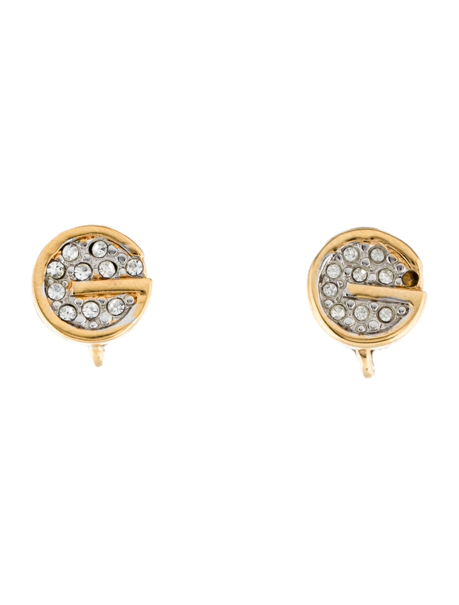Givenchy Vintage Crystal G Clip-On Earrings